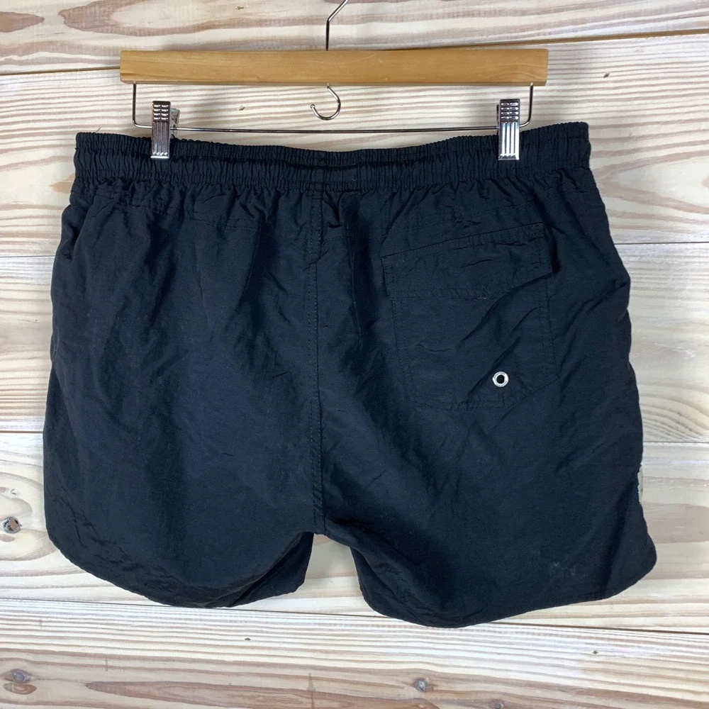 Maamgic Swim Trunks Mens XL Black Solid Mesh Lined Drawstring Board Shorts Beach